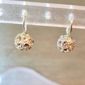 NWT New York & Company Disco Ball Earrings Rhinestone Leverback Costume Jewelry